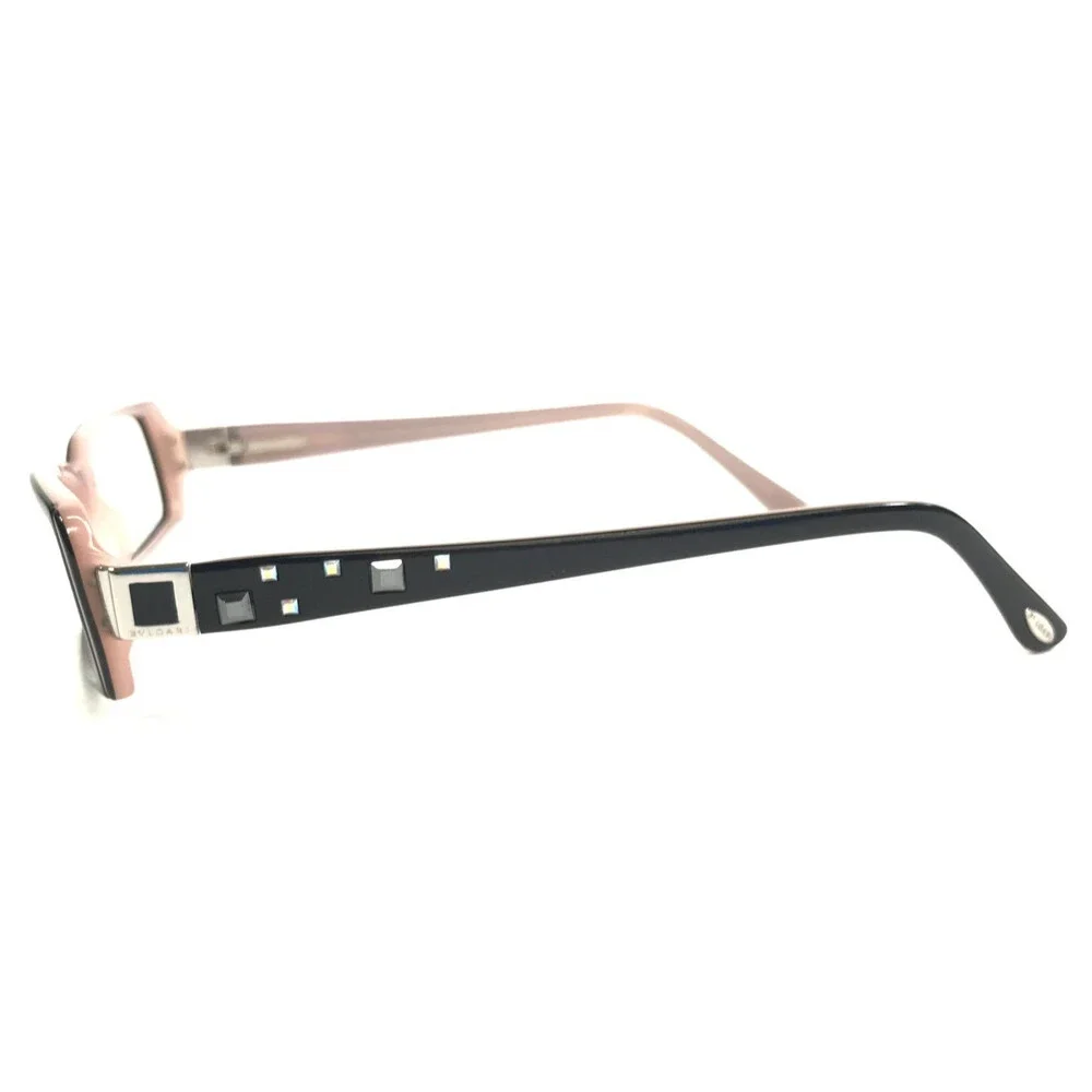 Bvlgari Eyeglasses Frames 460-B 803 Black Pink Silver Crystals 53-15-135